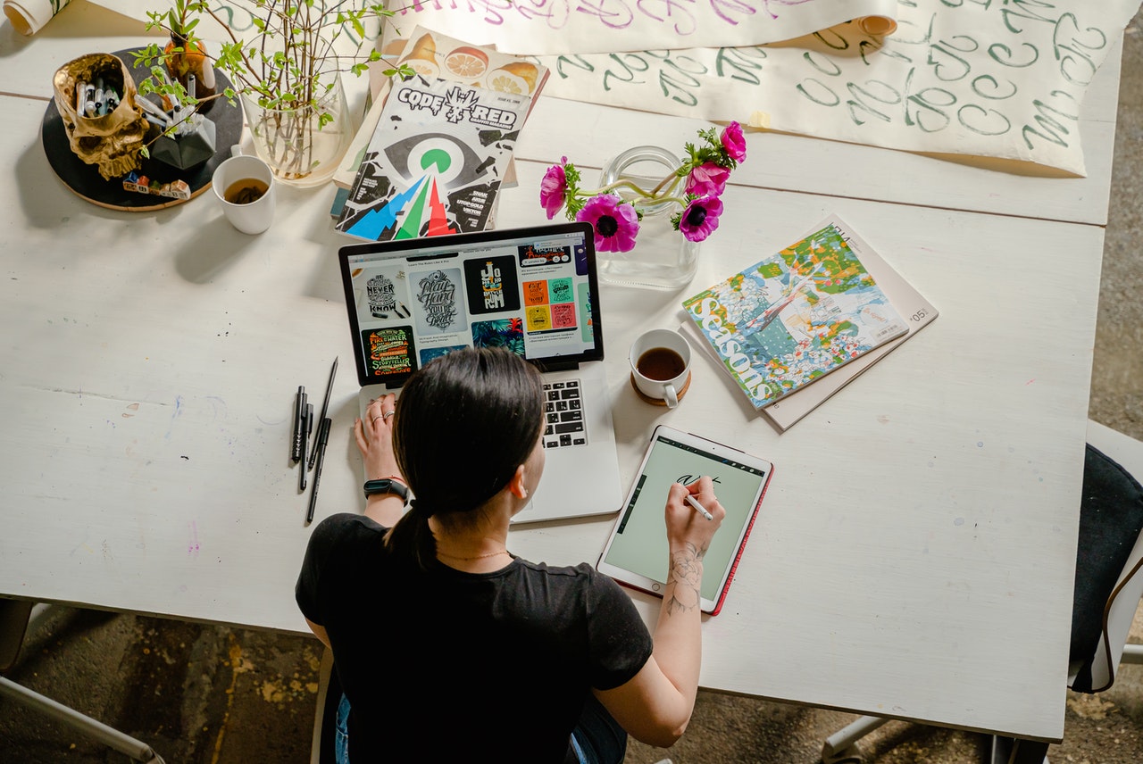 A woman working in her office